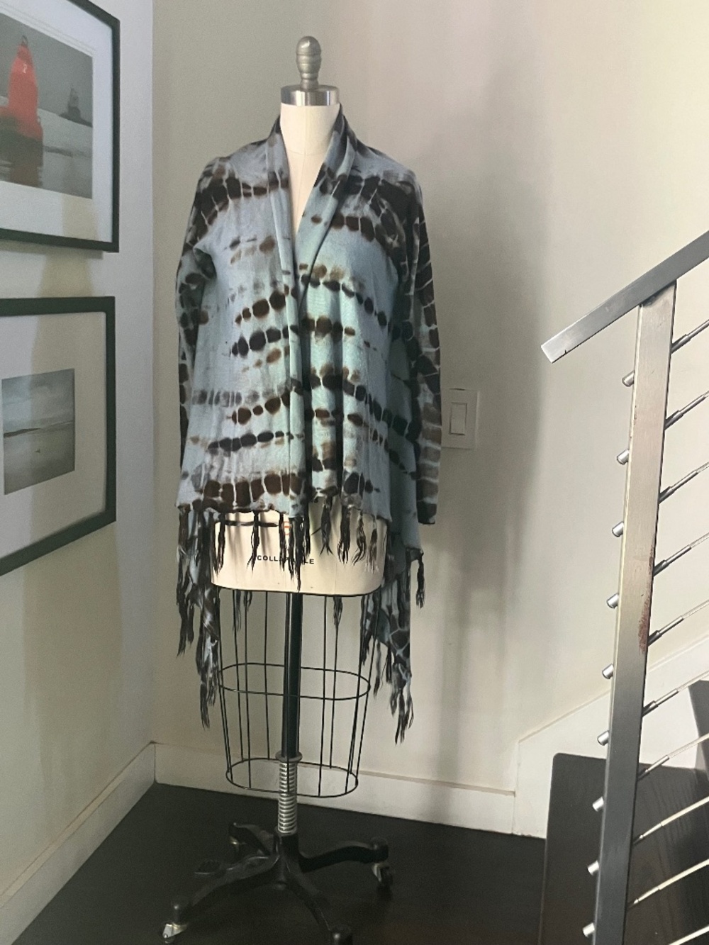 M. Frederic Tie-Dye Loose Fit Blue Wool Sweater/Cardigan